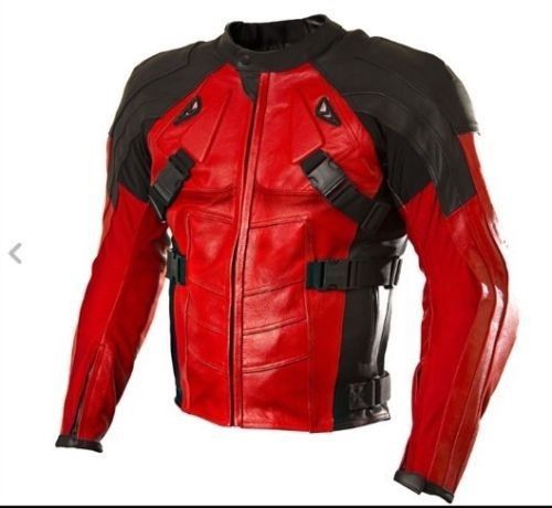 Real dead-pool motorbike leather jacket made with high quality leather via dhl