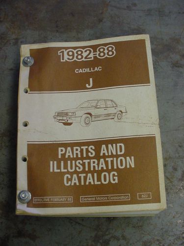 1982-1988 cadillac &#034;j&#034; parts catalog for cimarron, cat/no 62j