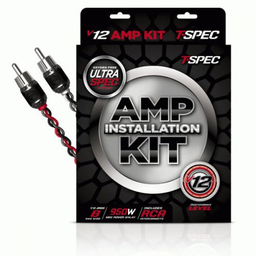 T-spec v12-8rak complete amp installation kit 8 awg 950w with rca cable new