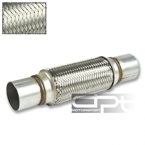 2.5x12 7.125" flex pipe stainless steel double braided exhaust extender piping