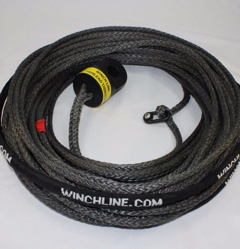 Synthetic winch cable rope 7/16" x 100' dyneema w/ fairlead thimble-black