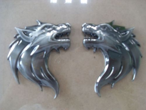 New 3d metal wolf head car left right side sticker emblem badge decor-silver!