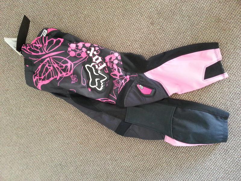 New fox 180 girls youth dirtbike riding pants size 10(26) pink black