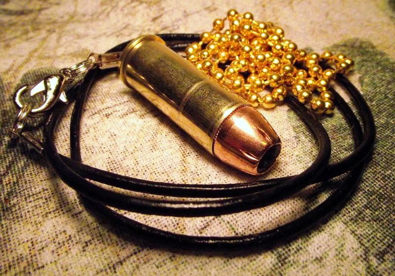 44 magnum real bullet pendant and necklace biker metal