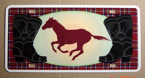 Unused auto plate, horse + boots