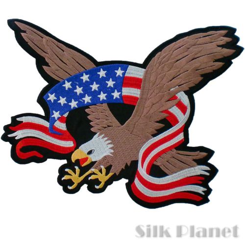 10" eagle hawk wing us flag star stripe back patch motorcycle vest biker rock xl