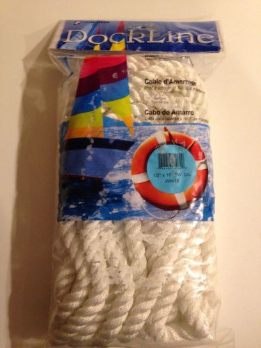 Pair of 1/2"x15' nylon twisted dock line boat dockline. 3 strand great quality