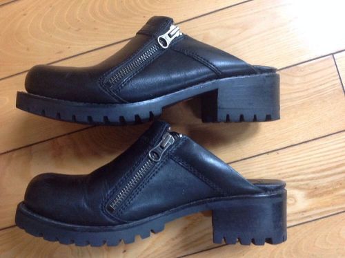 Harley davidson womens black leather slip on shoe boot size 7m ...#82385 $32.00