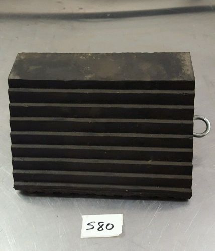 Fluted industrial rubber tire wheel chock with eye bolt used #580