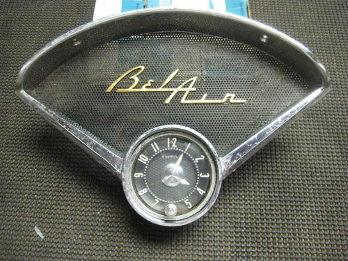 Original 1955 1956 chevy belair clock, speaker bezel with screen 3717180