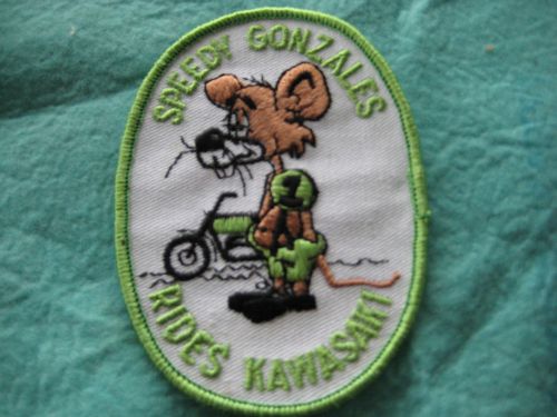 Vintage speedy gonzales rides kawasaki motorcycle racing patch 3 1/8"x4 3/8"