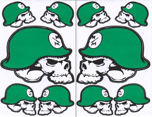 2pc. metal mulisha skull helmets decal sticker die-cut truck car motor bike