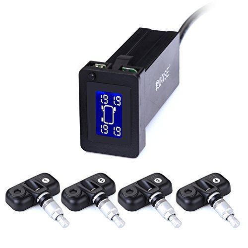 Rupse car wireless tpms tire pressure monitor system with 4 sensors lcd display