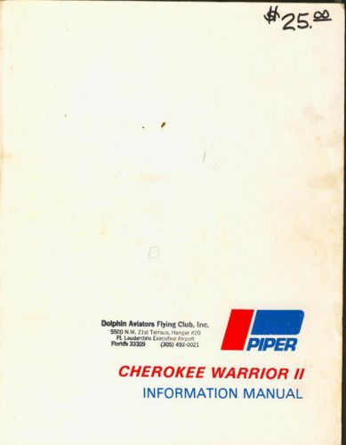 Piper cherokee warrior ii pa-28-161 information manual pilot operating handbook