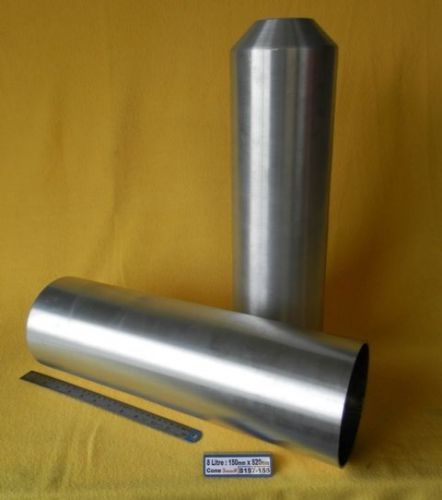 Oil tank 8 liters 150mm diamter x 520mm length 3.0# ali  with a cone end