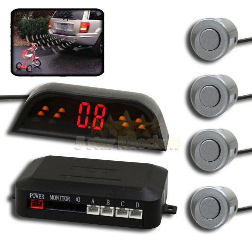 New feature parking back up alert system 4x silver sensors wireless led display