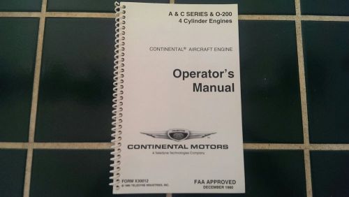 Original continental 0-200 aircraft engine operator&#039;s manual