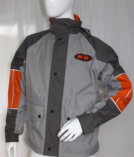 Harley davidson men&#039;s rain packable rain jacket, gray &amp; orange, size s