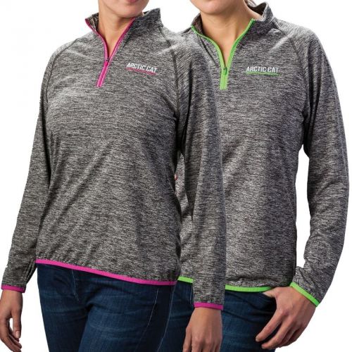 Arctic cat women&#039;s contrast 1/4 zip polyester sweatshirt - gray pink lime green
