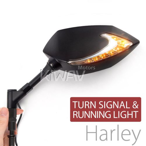 Kiwav mirror dual led white amber drl indicator for hd heritage softail classic