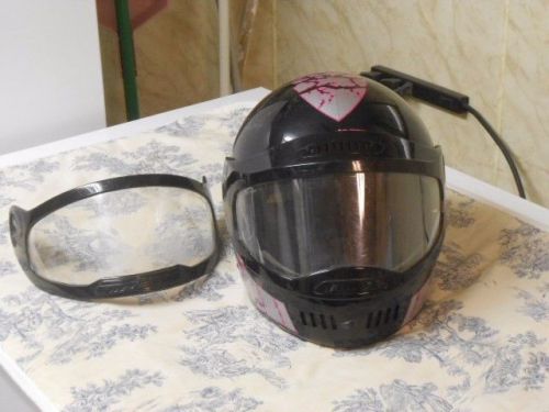 Helmtec sriii pink &amp; black snowmobile helmet + extra visor