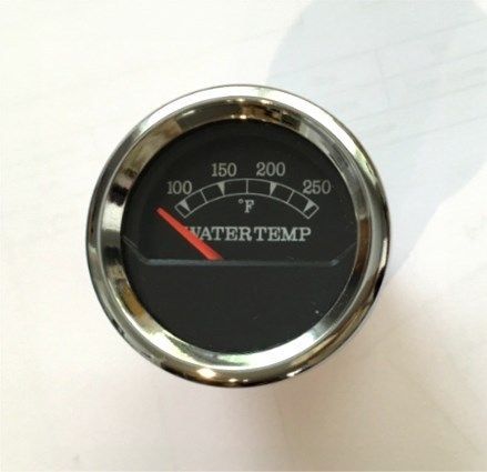 Temp gauge, 2"/52mm, black / chrome, blue led back lighting, 043-t-bc