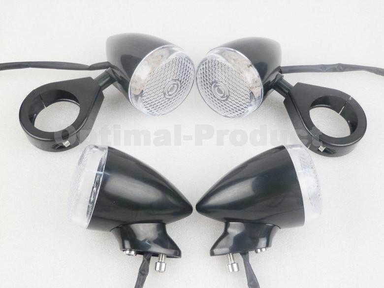4x black led amber turn signal light for harley bikes with 39mm fork clamp