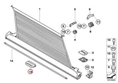 Bmw genuine extending cargo cover partition net handle e46 51477046771