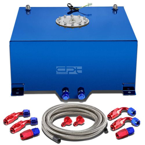15 gallon/57l blue aluminum fuel cell gas tank+level sender+steel oil feed kit