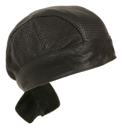Perforated leather head wrap, skull cap, do rag for motorcycle riders