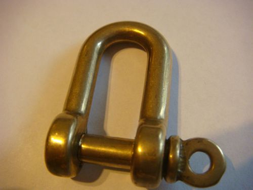 2 - solid brass d shackles 6mm  1/4&#034; new shackle two made in italy long d