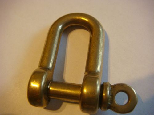 2 - solid brass d shackles 6mm  1/4" new shackle two made in italy long d