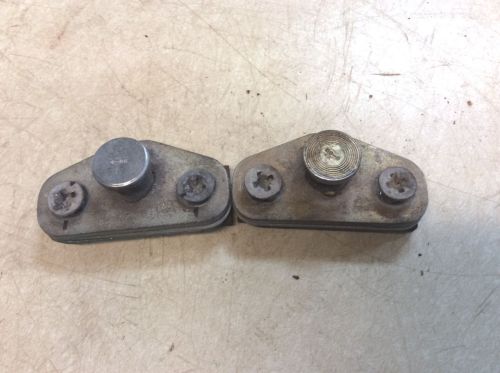 1965 1966 ford mustang l&amp;r side door latch striker plates dated 4-66 &amp; 5-66