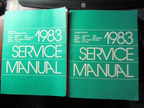 (2) 1983 chrysler service manuals electrical&amp;engine +chasis &amp; bdoy