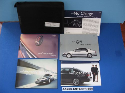 01 - 2001 saab 95 9-5 owners manuals drivers books set + leather pouch # 82016