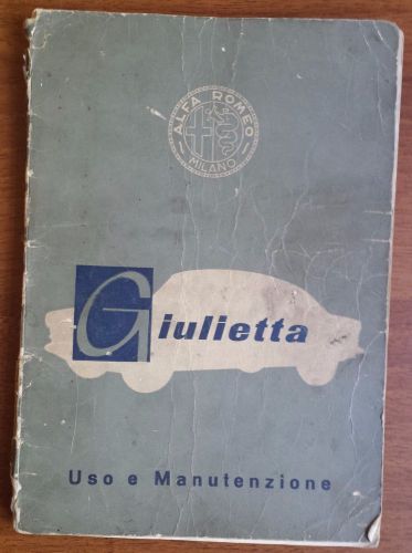 Alfa romeo giulietta berlina sprint spider - original italian owner&#039;s manual