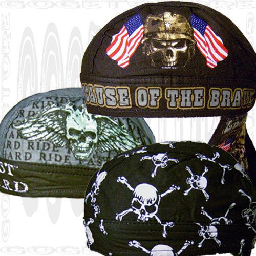 3 battle flag black do sweat band skull cap doo rag head deal biker du hat lot