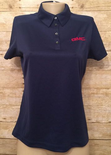 Gmc blue polo golf shirt size m new red nike goft dri fit womans v neck logo
