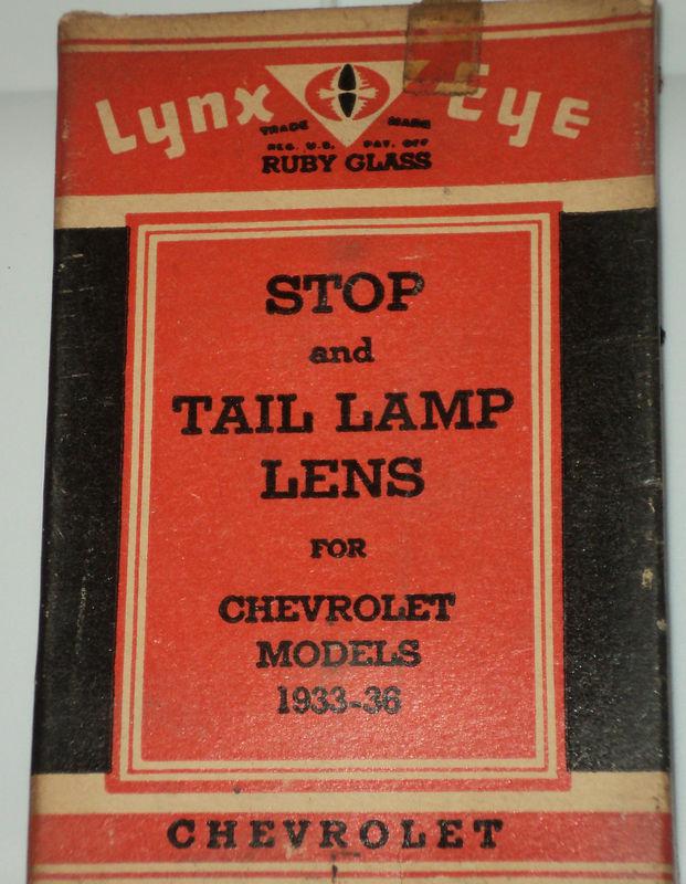 New old stock in box chevrolet 1933 - 36 tail lamp lens 