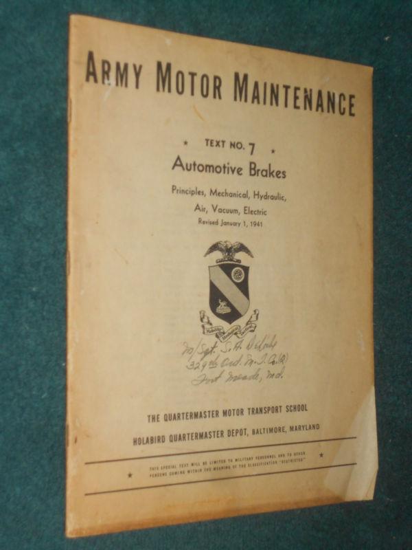 1941 automotive brakes shop manual / army motor maintenance book / rare original