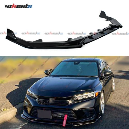 Gloss Black For Honda Civic 2022-2024 Sedan Hatchback Front Bumper Lip Spoiler, US $42.09, image 4