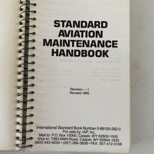 STANDARD AVIATION MAINTENANCE HANDBOOK, 1985, Spiral Bound, US $89.99, image 2