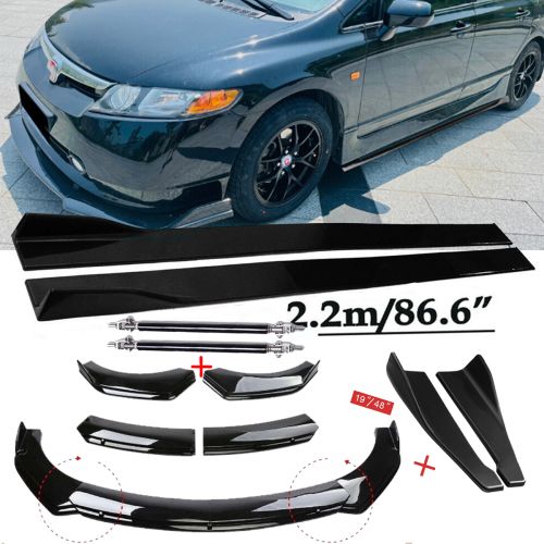 Front Bumper Lip Splitter + Side Skirt Glossy Style For Honda Civic 06-11, US $89.99, image 15