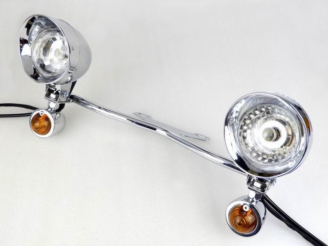 Chrome bullet amber spotlight turn signal light bar for honda vt vtx shadow