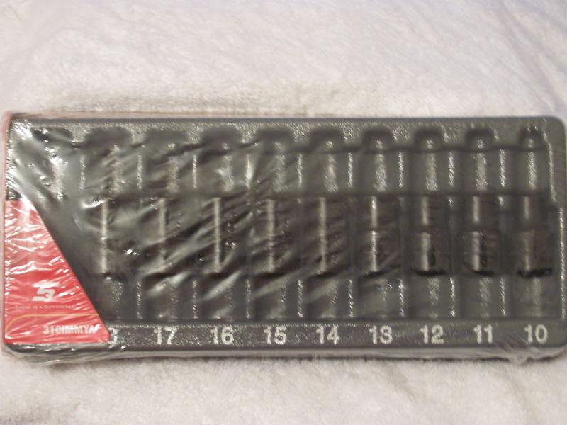 New snap-on tools 1/2" dr metric impact shallow socket set # 310immya 10mm-19mm