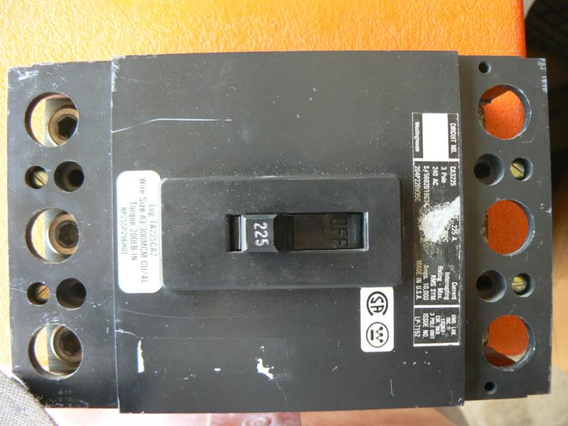 Ca3225 westinghouse 225 amp 240 vac 3 pole   circuit breaker nos