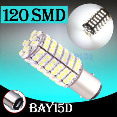 1157 bay15d 120 smd pure white tail brake turn signal led light bulb lamp