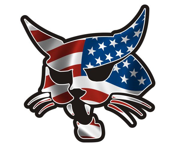 American bobcat decal 5"x4.9" flag usa old glory vinyl sticker (lh) zu1