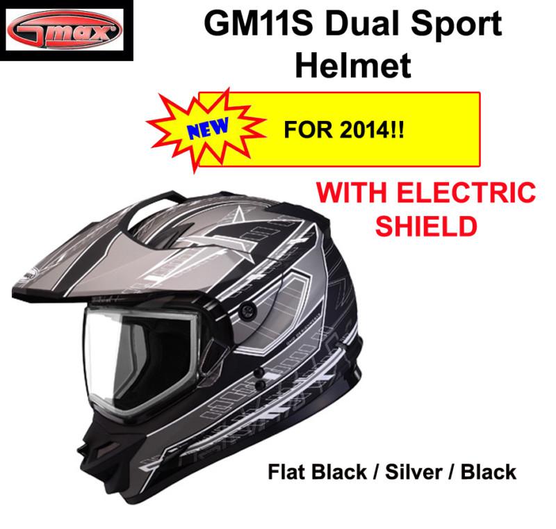 Gmax 2013 gm11s dual sport snow cycle helmet b/s/b  nova welectric shield xxl
