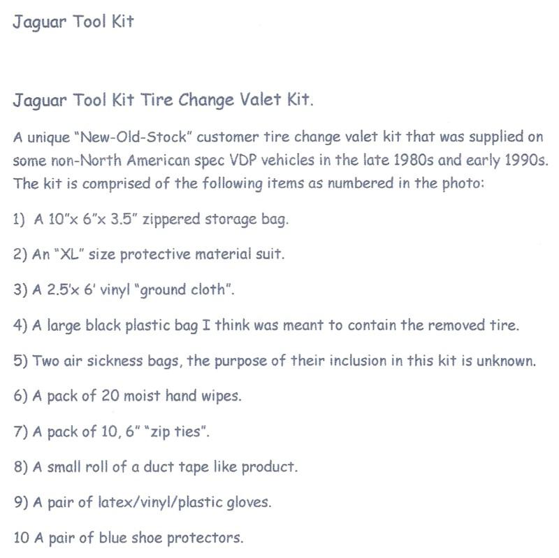 Jaguar Tool Kit Tire Change Valet Kit, US $19.95, image 2